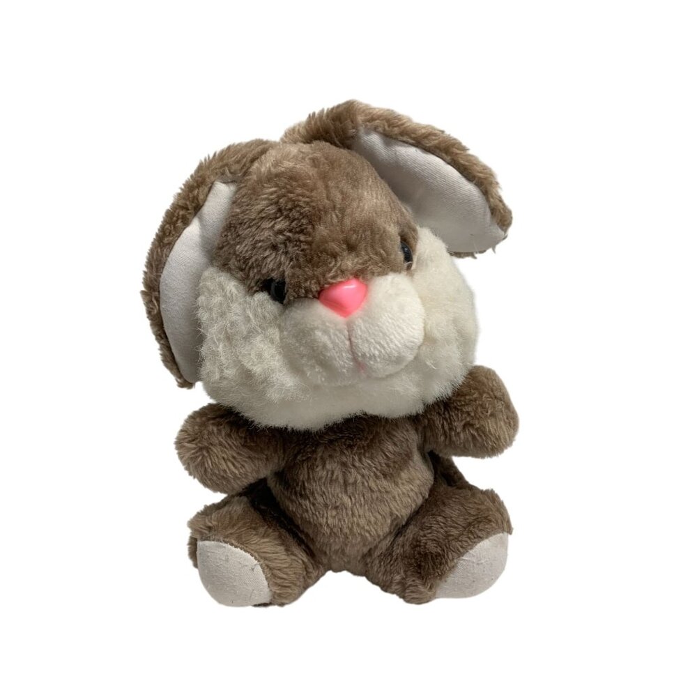 Vintage Fairview 1989 Plush Bunny Rabbit Brown White 12 in Tall Stuffed Animal T